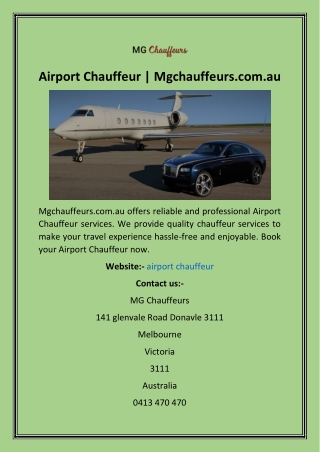 Airport Chauffeur  Mgchauffeurs.com