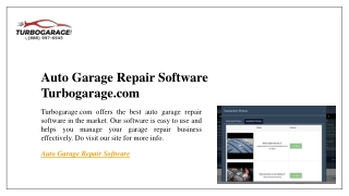 Auto Garage Repair Software  Turbogarage.com