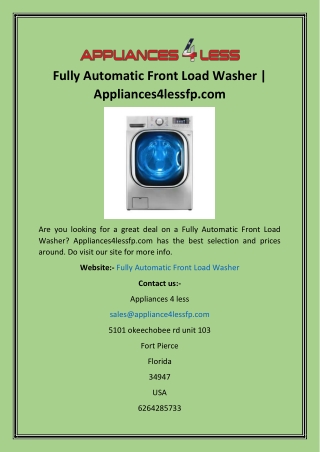 Fully Automatic Front Load Washer  Appliances4lessfp