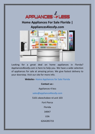 Home Appliances For Sale Florida  Appliances4lessfp