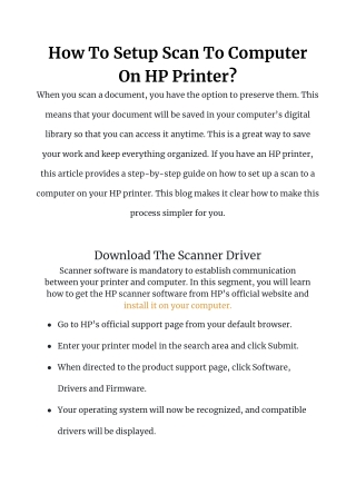 How To Setup Scan To Computer On HP Printer?