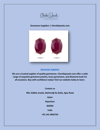 Gemstone Suppliers | Chordiajewels.com