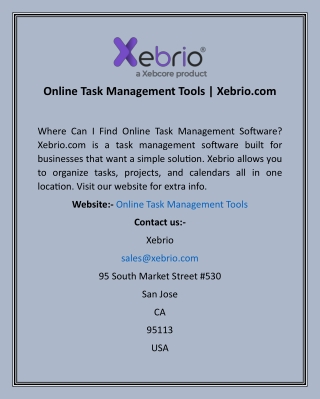 Online Task Management Tools  Xebrio