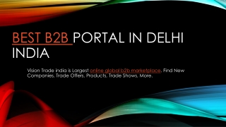 B2B Portal In Delhi, India