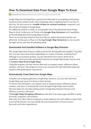 How To Download Data From Google Maps To Excel