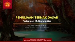 Ripitabilitas - Materi Pemuliaan Ternak Dasar