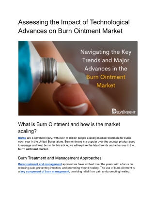 Navigating the Key Trends and Major Advances in the Burn Ointment Market