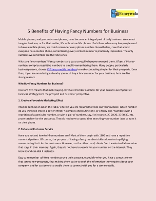 5 Benefits of Having Fancy Numbers for Business