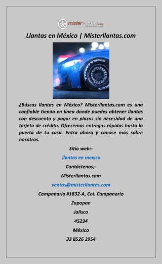Llantas en México  Misterllantas