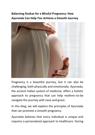 Balancing Doshas for a Blissful Pregnancy How Ayurveda Can Help You Achieve a Smooth Journey