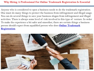 Why Hiring A Professional For Online Trademark Registration Is Essential