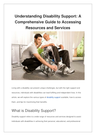 Understanding Disability Support A Comprehensive Guide to Accessing Resources and Services