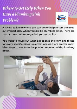 Where to Get Help When You Have a Plumbing Sink Problem