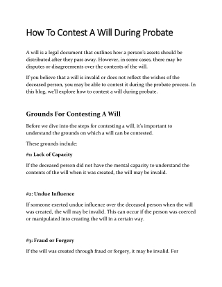 How to Contest a Will During Probate