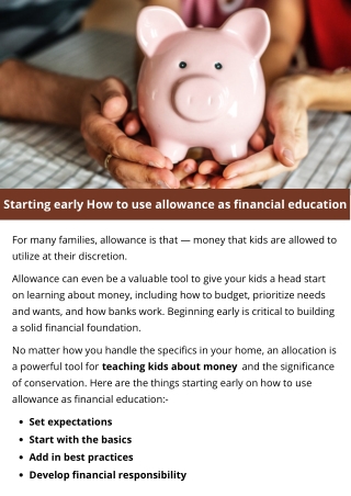 Starting early How to use allowance as financial education