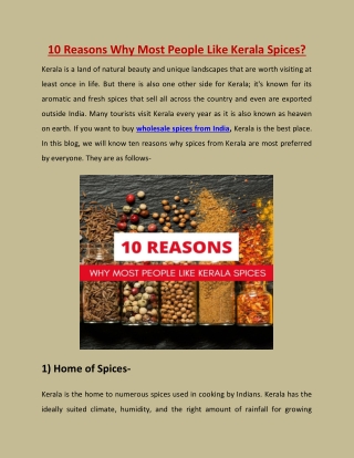 10 Reasons Kerala Spices Most Like By People