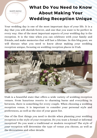 What Do You Need to Know About Making Your Wedding Reception Unique