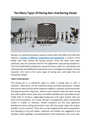 The Many Types Of Boring Bars And Boring Heads