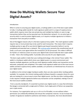 How Do Multisig Wallets Secure Your Digital Assets?