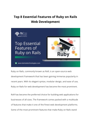 Top Essential Features of Ruby on Rails Web Development