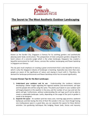 The Secret to The Most Aesthetic Outdoor Landscaping - Prince’s Landscape Pte Ltd