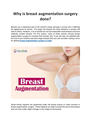 Why is breast augmentation surgery done - Docplus India