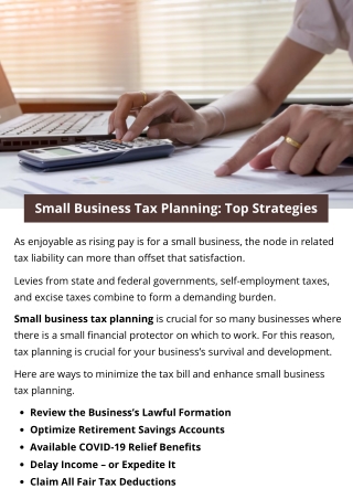 Small Business Tax Planning: Top Strategies