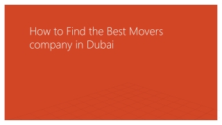 How to Find the Best Movers company in Dubai