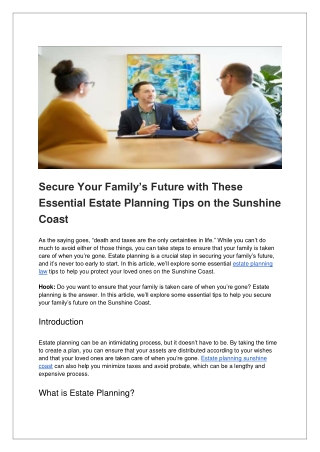 Secure Your Family’s Future with These Essential Estate Planning Tips on the Sunshine Coast (1)