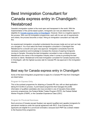 Best Immigration Consultant for Canada express entry in Chandigarh_ Nestabroad