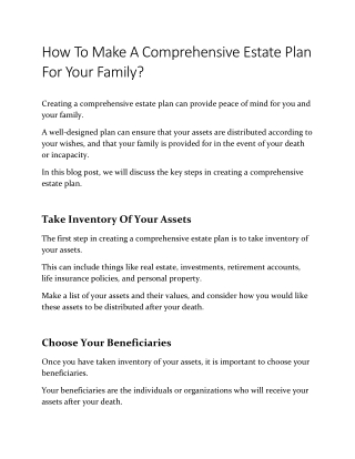 How to Create a Comprehensive Estate Plan for Your Family