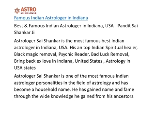 Famous Indian Astrologer in Indiana