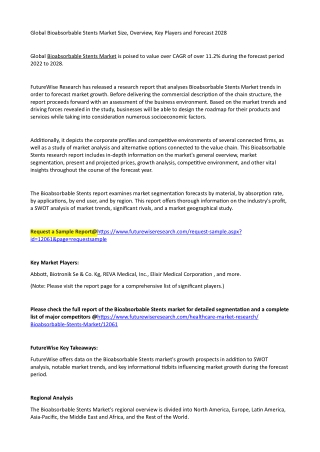 Global Bioabsorbable Stents Market Size, Overview, Key Players and Forecast 2028