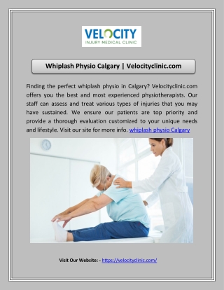 Whiplash Physio Calgary | Velocityclinic.com