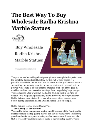 The Best Way To Buy Wholesale Radha Krishna Marble Statues