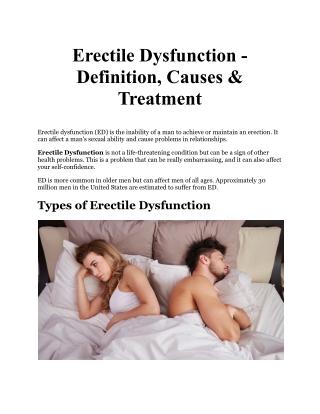 Erectile Dysfunction - Definition, Causes & Treatment
