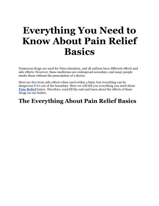 Everything You Need to Know About Pain Relief Basics