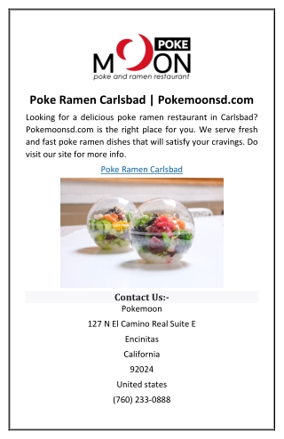 Poke Ramen Carlsbad | Pokemoonsd.com