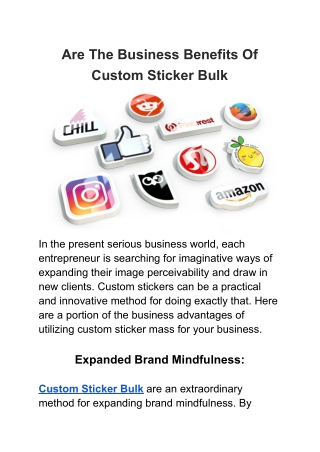 Are The Business Benefits Of Custom Sticker Bulk