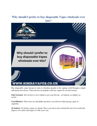 Why should I prefer to buy disposable Vapes wholesale over kits