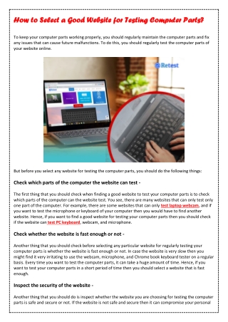 How to Select a Good Website for Testing Computer Parts
