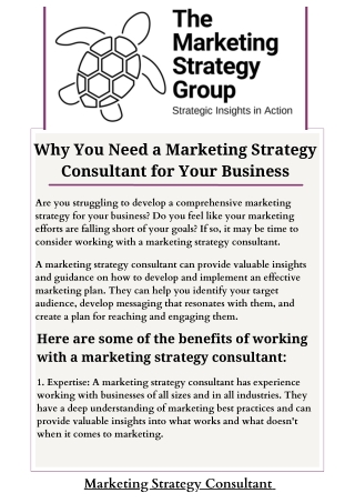 Why You Need a Marketing Strategy Consultant for Your Business