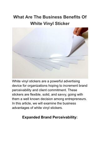 What Are The Business Benefits Of White Vinyl Sticker
