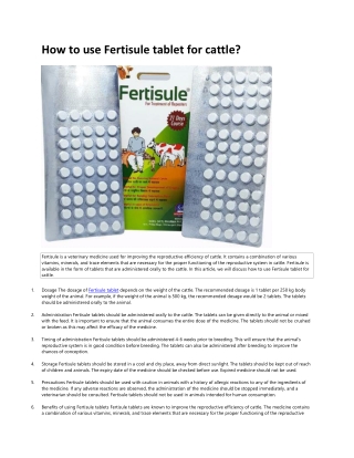 How to use Fertisule tablet for cattle?