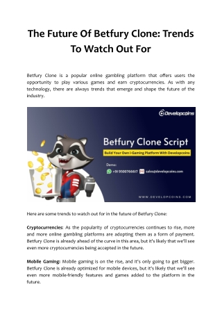 The Future Of Betfury Clone_ Trends To Watch Out For