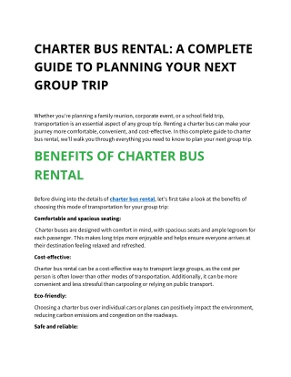CHARTER BUS RENTAL A COMPLETE GUIDE TO PLANNING YOUR NEXT GROUP TRIP
