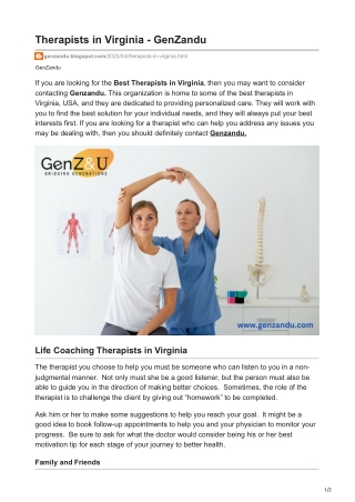 Therapists in Virginia - GenZandu