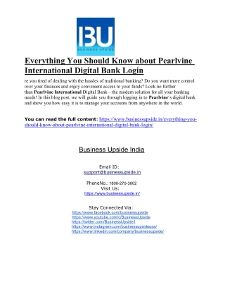 Everything You Should Know about Pearlvine International Digital Bank Login