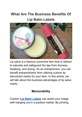 What Are The Business Benefits Of Lip Balm Labels