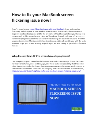 How to fix your MacBook screen flickering issue now!